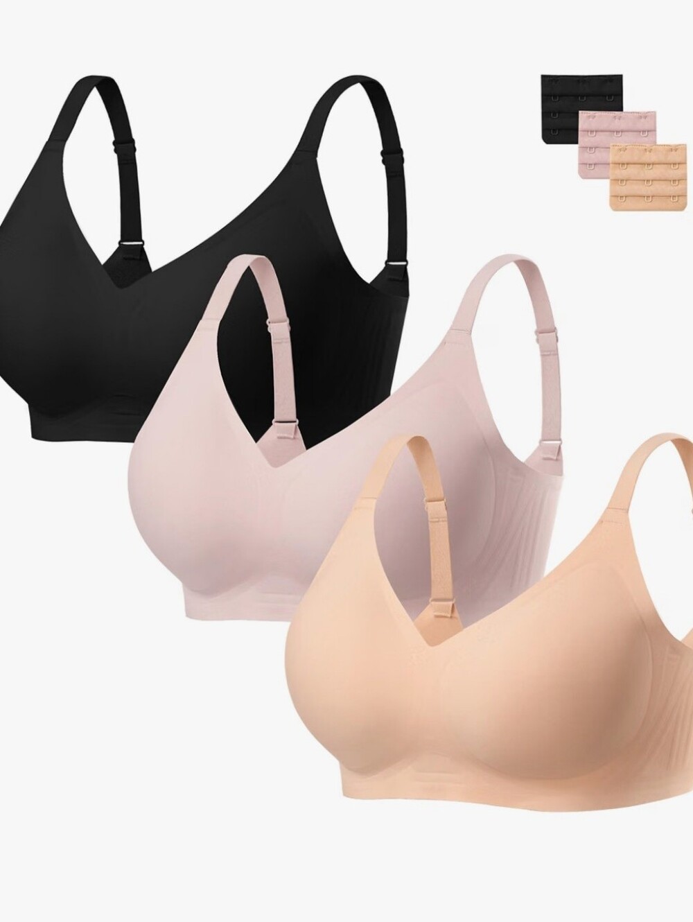 3 Pack Wireless Comfort Bra - Women Intimates LARGE..New In BOX